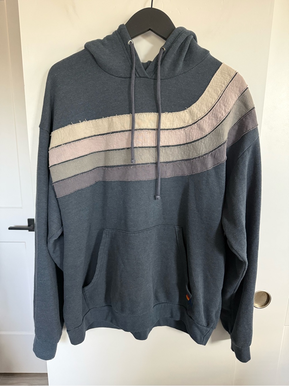 Aviator Nation Wave Stripe 4 Pullover Hoodie Relaxed Size Large Unisex